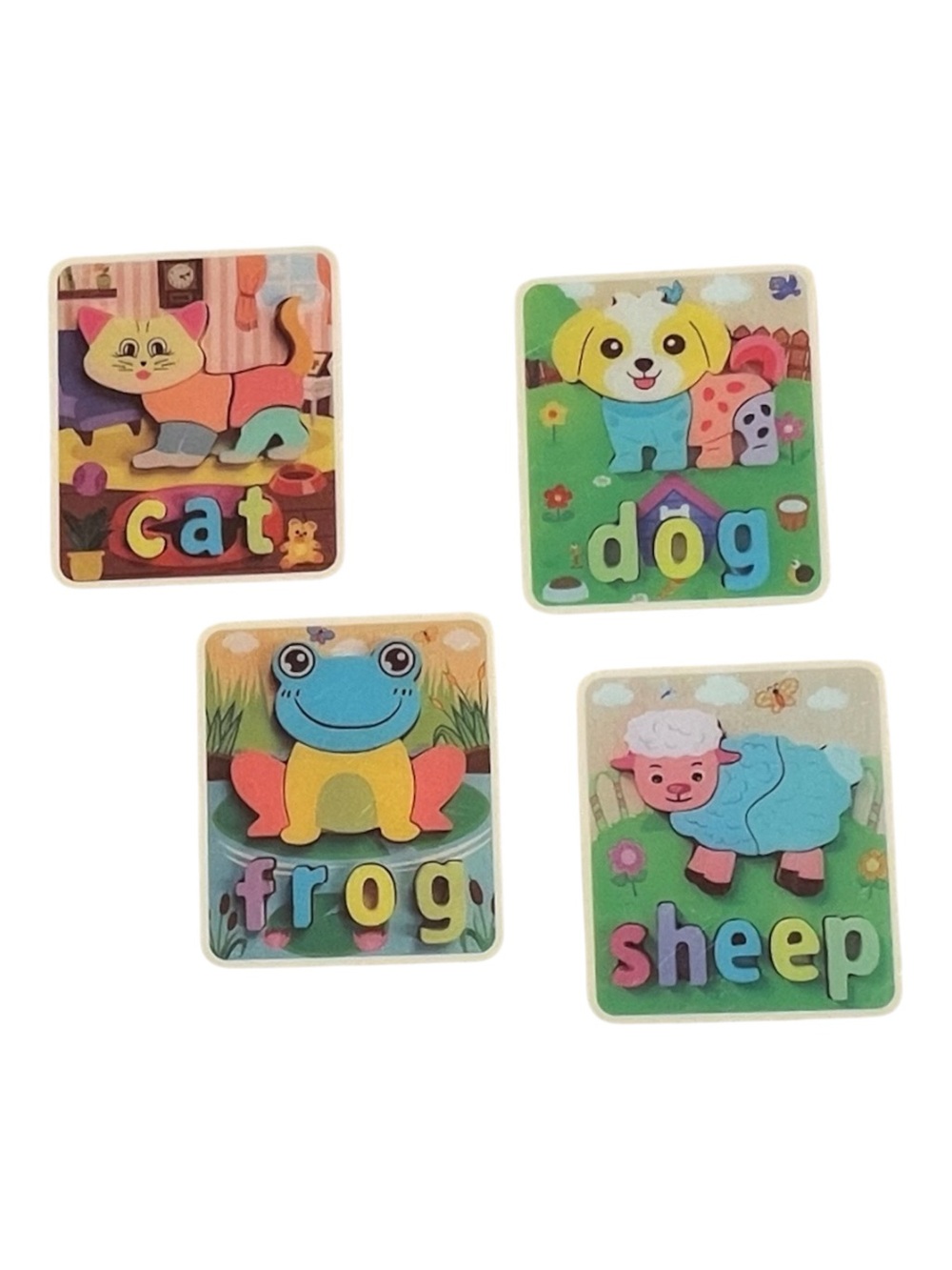 3D Wooden Educational Puzzles for Kids Set of 4 by DM Elite Colourful Montessori